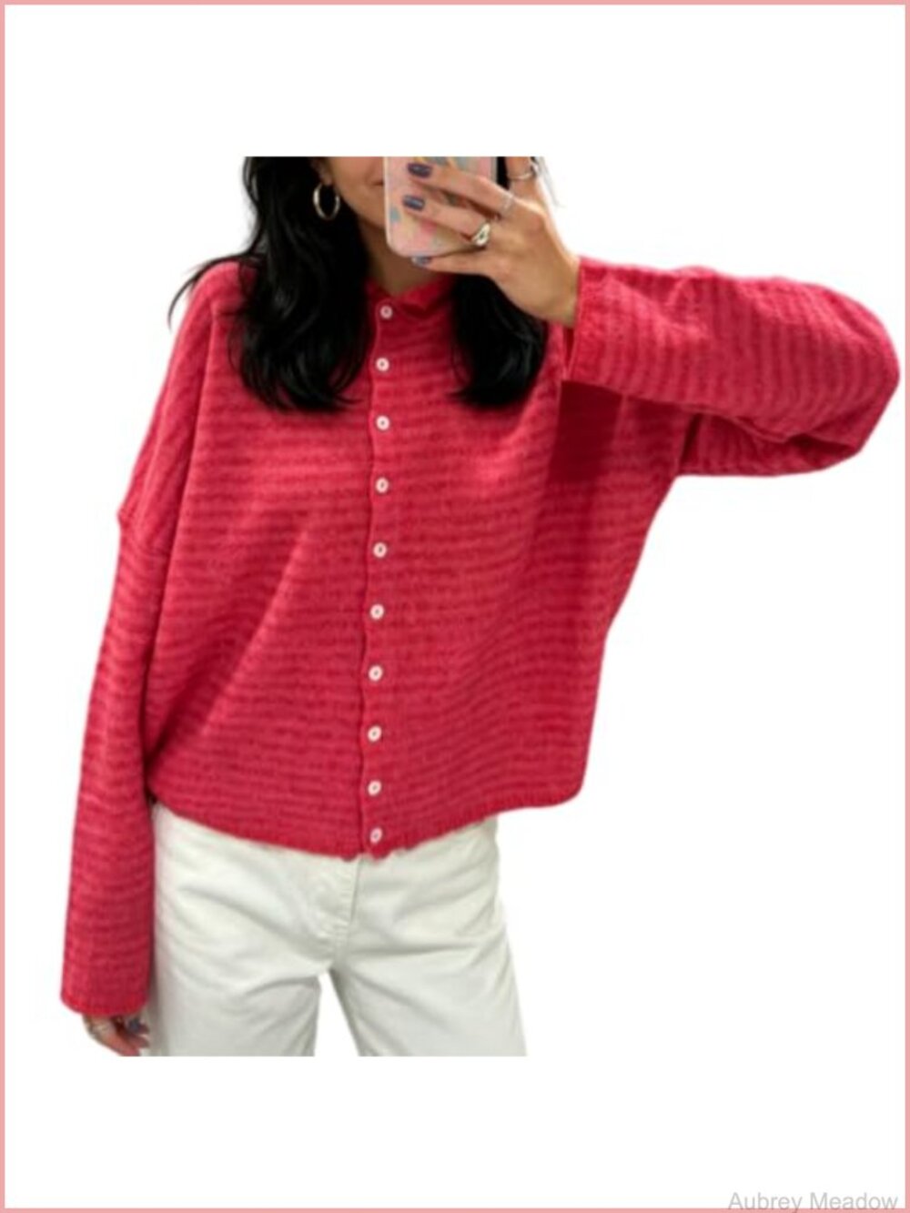 Women's Knit Cardigan Sweaters Long Sleeve Button Down Loose Top